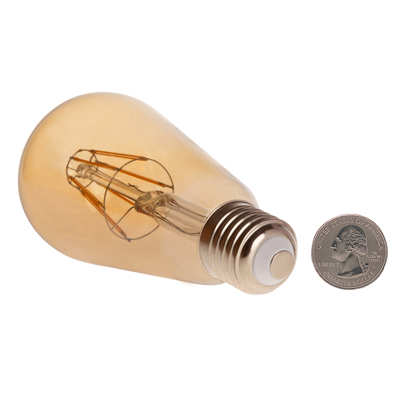 Gold Tint ST18 E26/E27 6W LED Vintage Antique Filament Light Bulb, 60W Equivalent, 4-Pack Gold Tint ST18 E26/E27 6W LED Vintage Antique Filament Light Bulb, 60W Equivalent, 4-Pack
